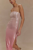 Miranda Strapless Sequin Maxi Dress Ombre Pink