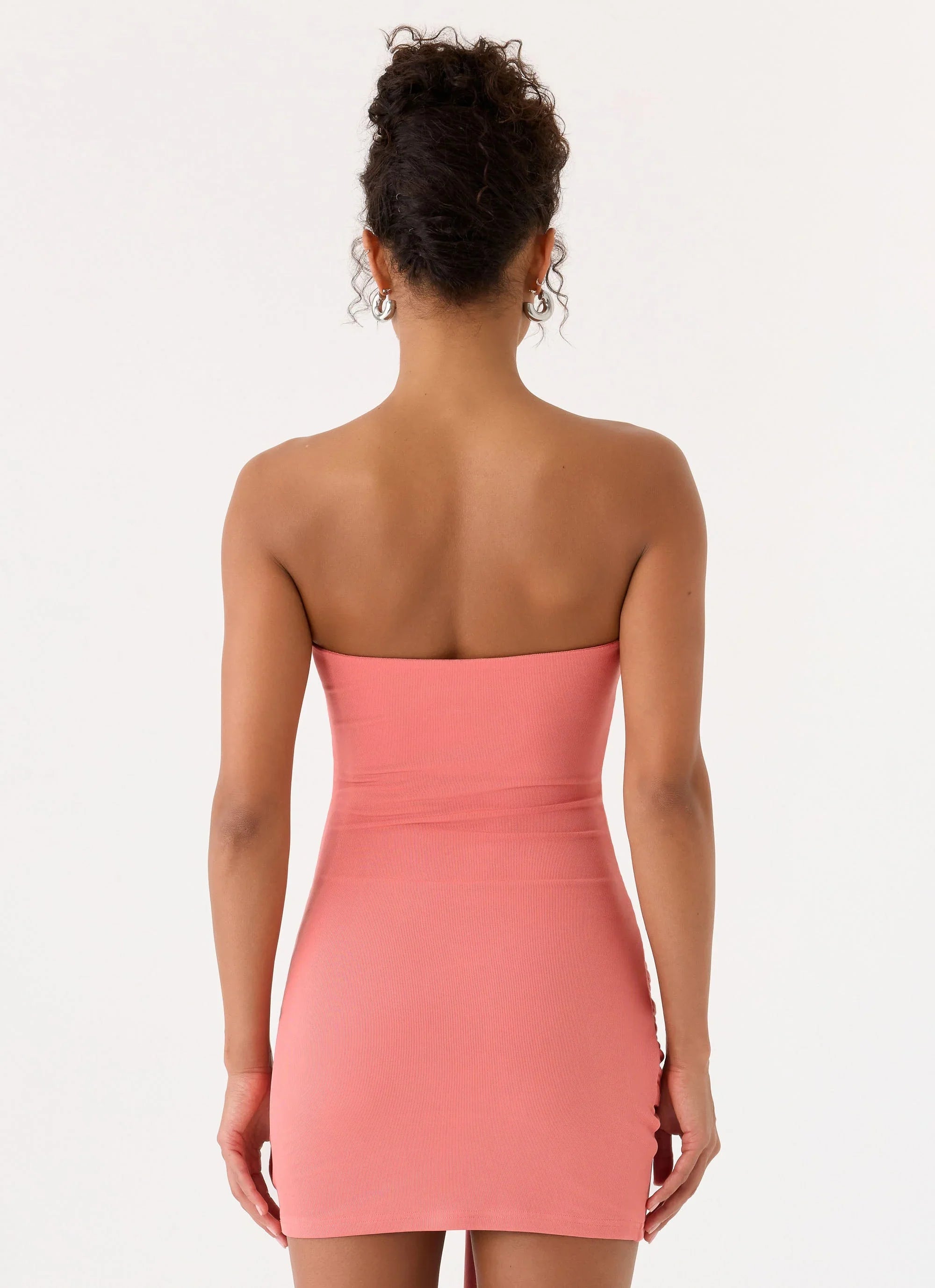 Jiliana Strapless Mini Dress Coral