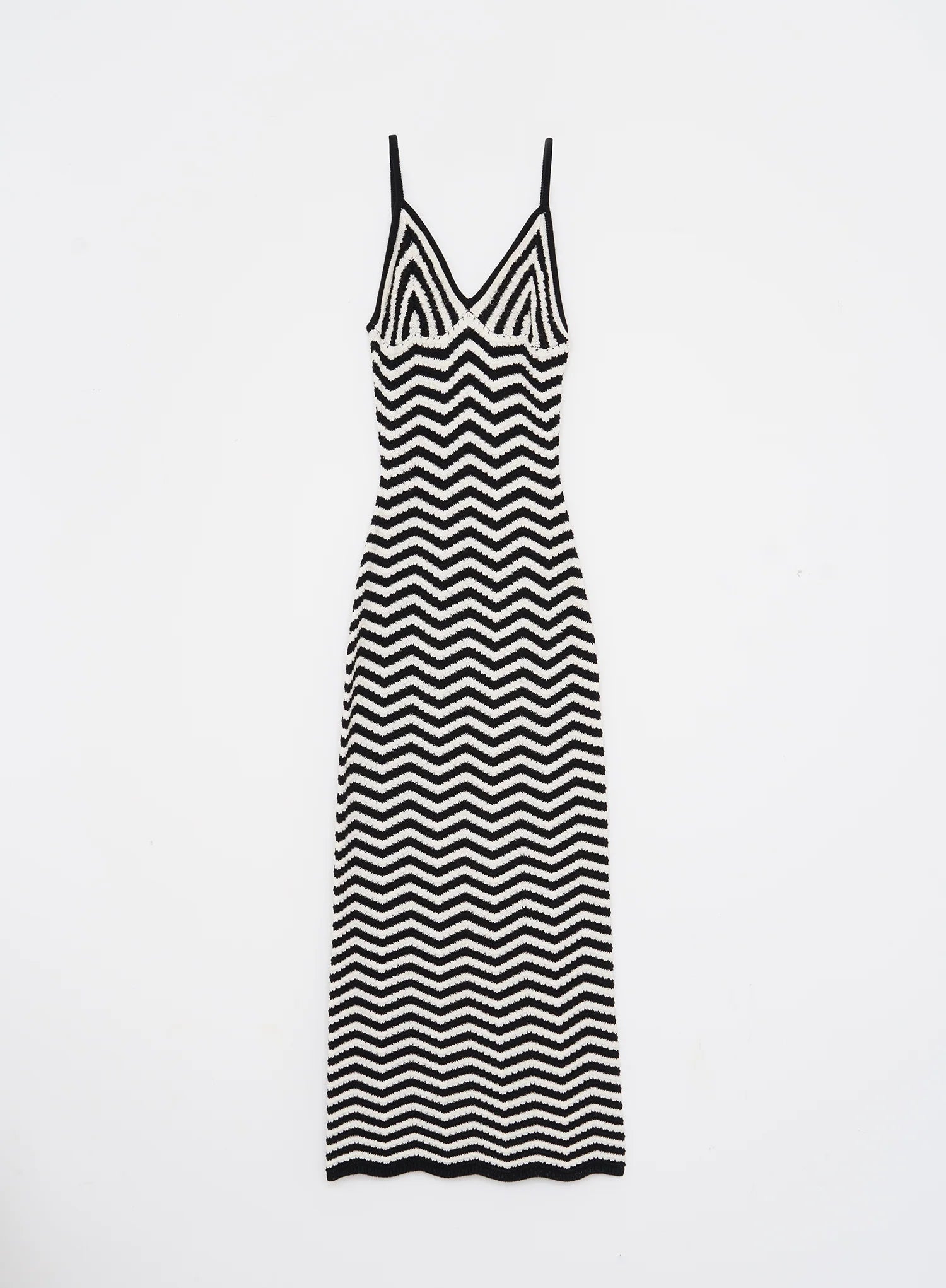 Cream And Black Stripe Knitted Maxi Dress