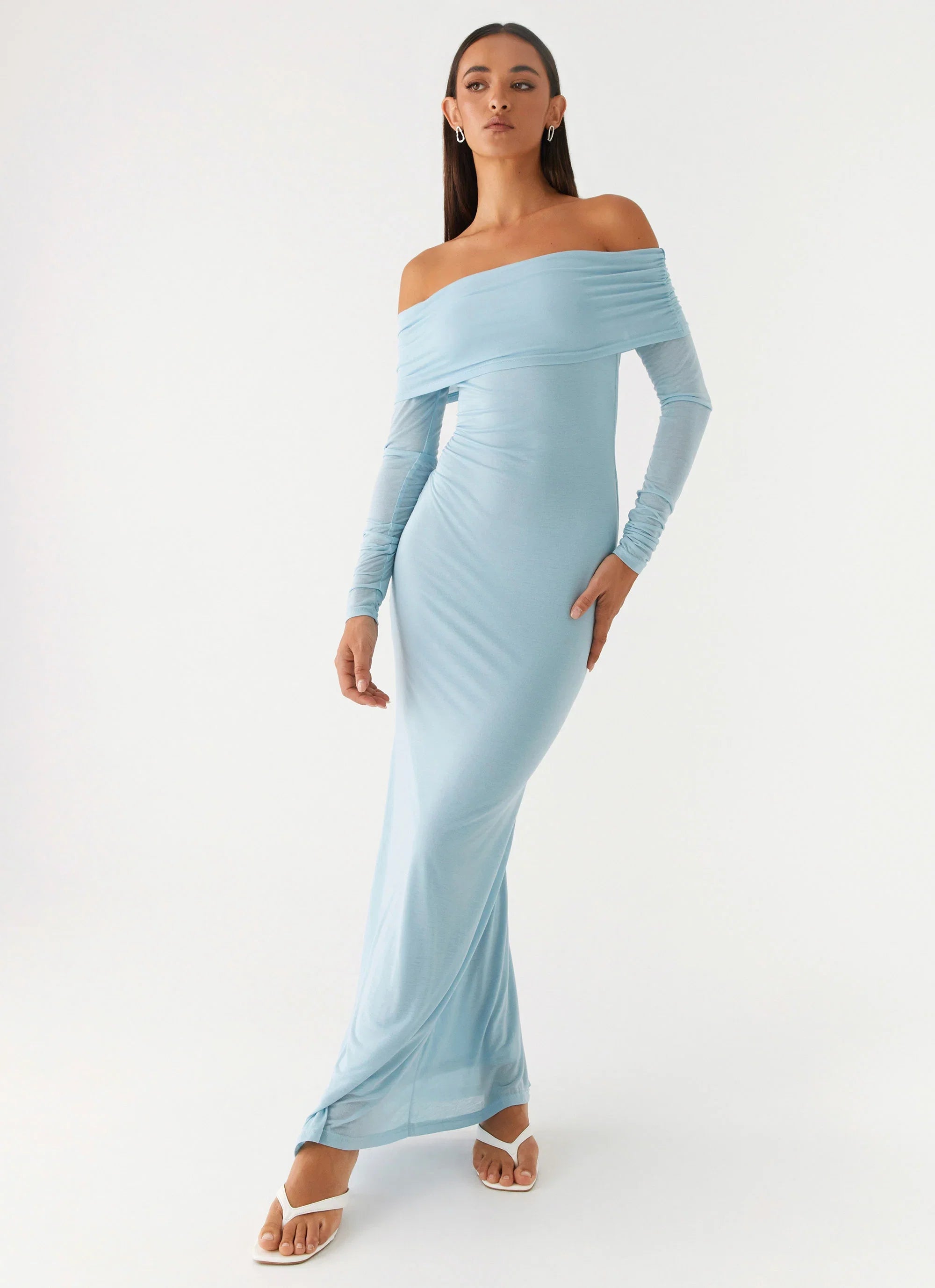 Cocoa Long Sleeve Maxi Dress Blue