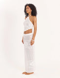 Cream Crochet Knit Maxi Skirt