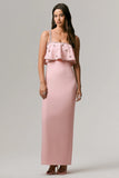 Scarlet Pale Pink Square Neck Embellished Maxi Dress