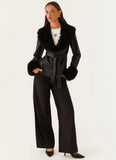 Street Lights Fur Trim Jacket Black