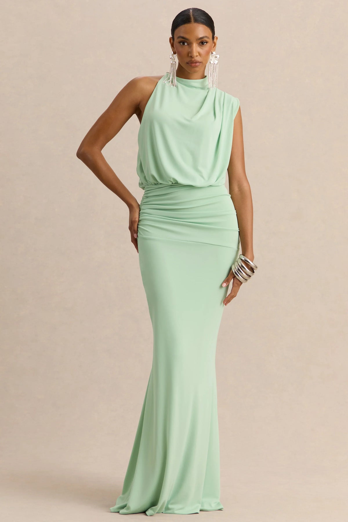 Umaira Mint High Neck Maxi Dress