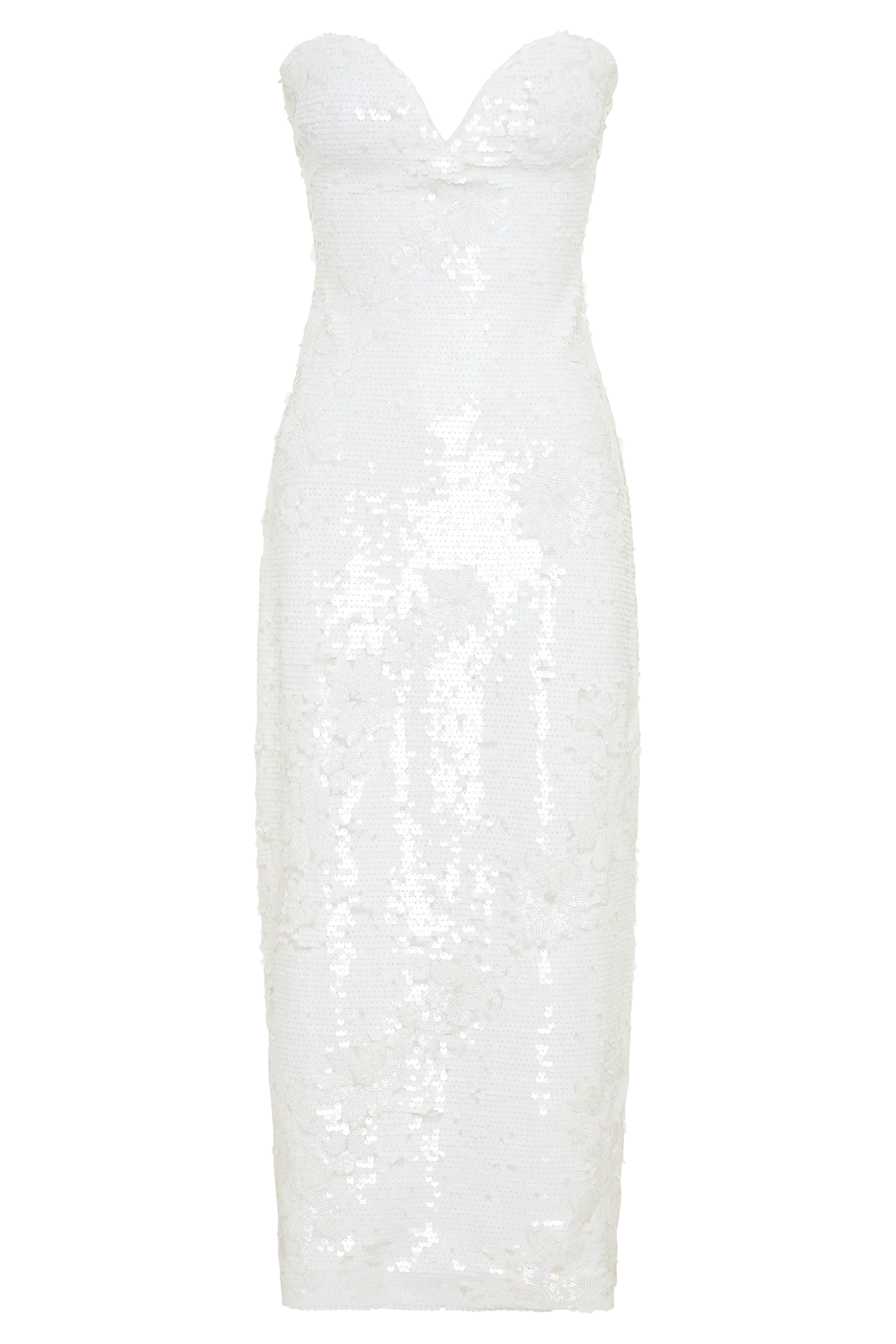 Maisie Strapless Sequin Midi Dress White