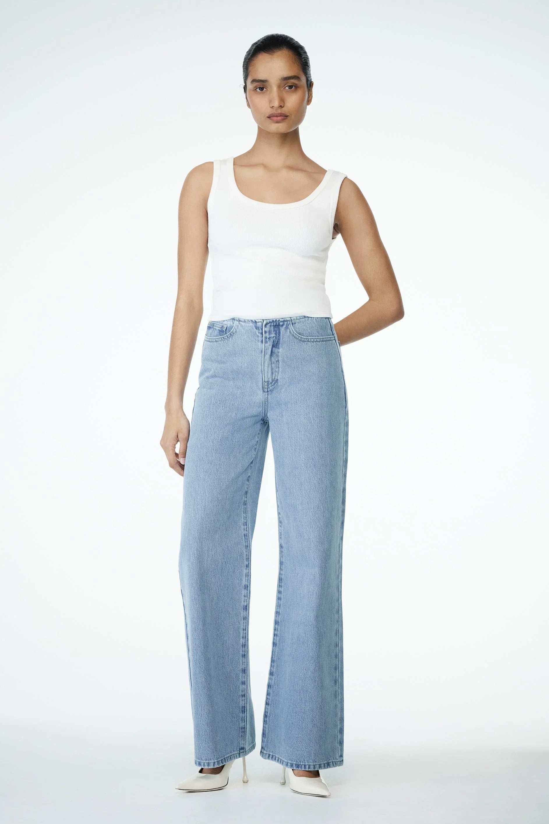 Caitlin Mid Rise Denim Jeans Classic Blue
