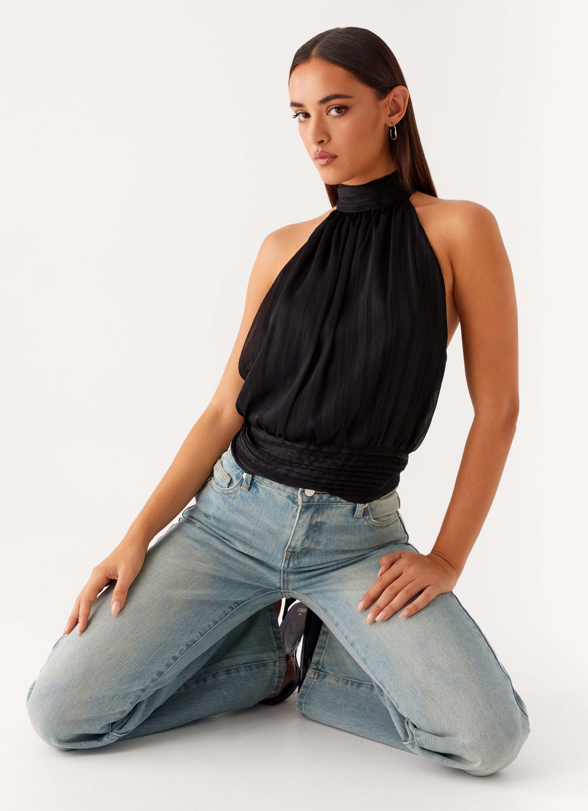 Willow Chiffon Top Black
