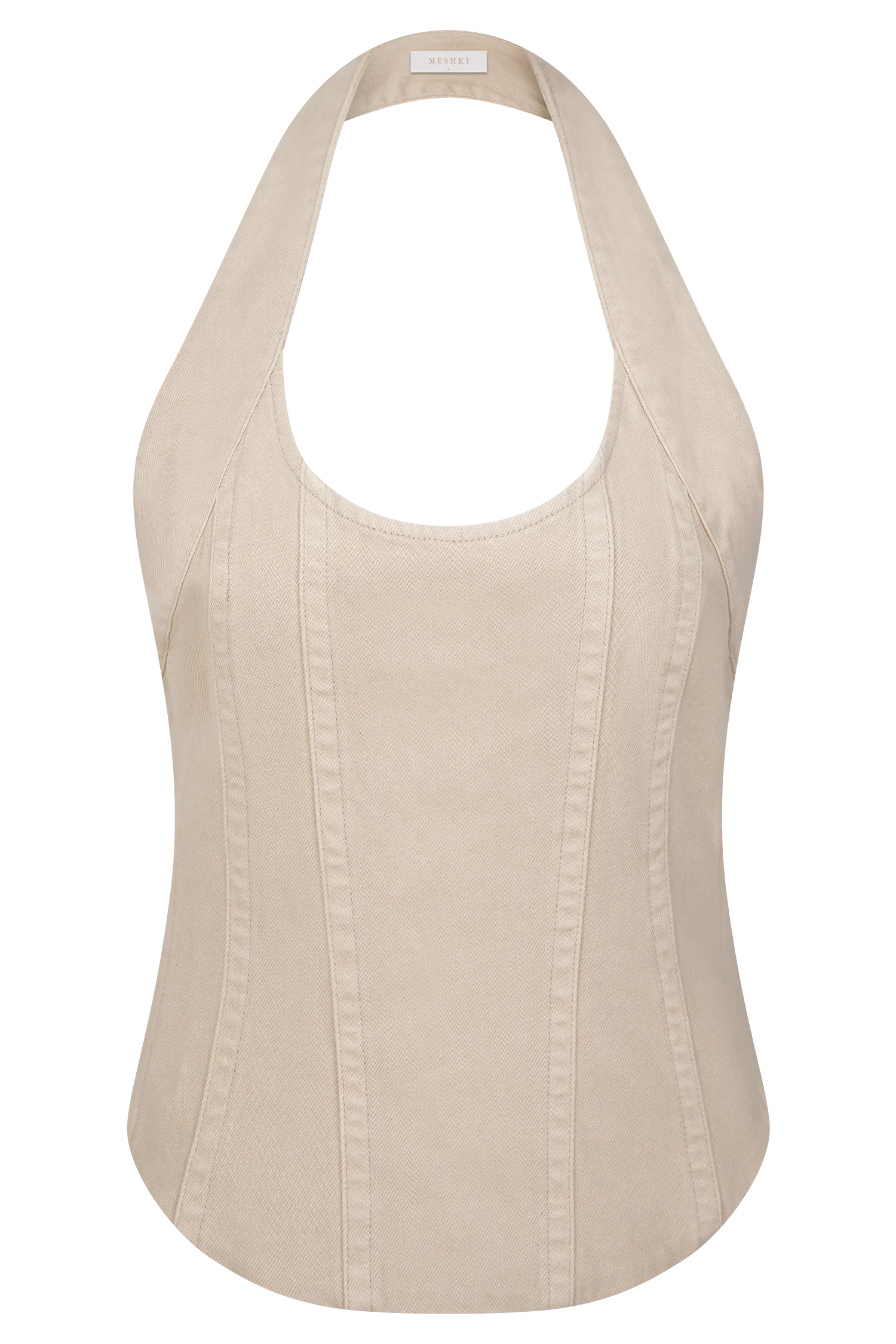 Meadow Denim Corset Halter Top Stone Wash