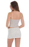 Twist Polka Dot Mesh Two Piece Set in White