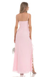 Ruffle V Neck Maxi Dress in Pink