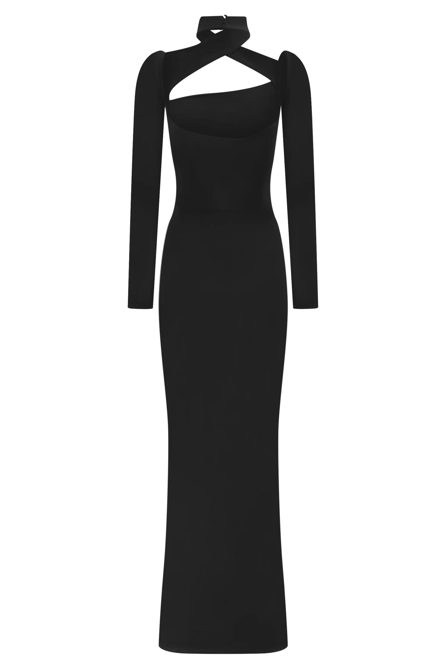 Lyndon Long Sleeve Slinky Maxi Dress Black