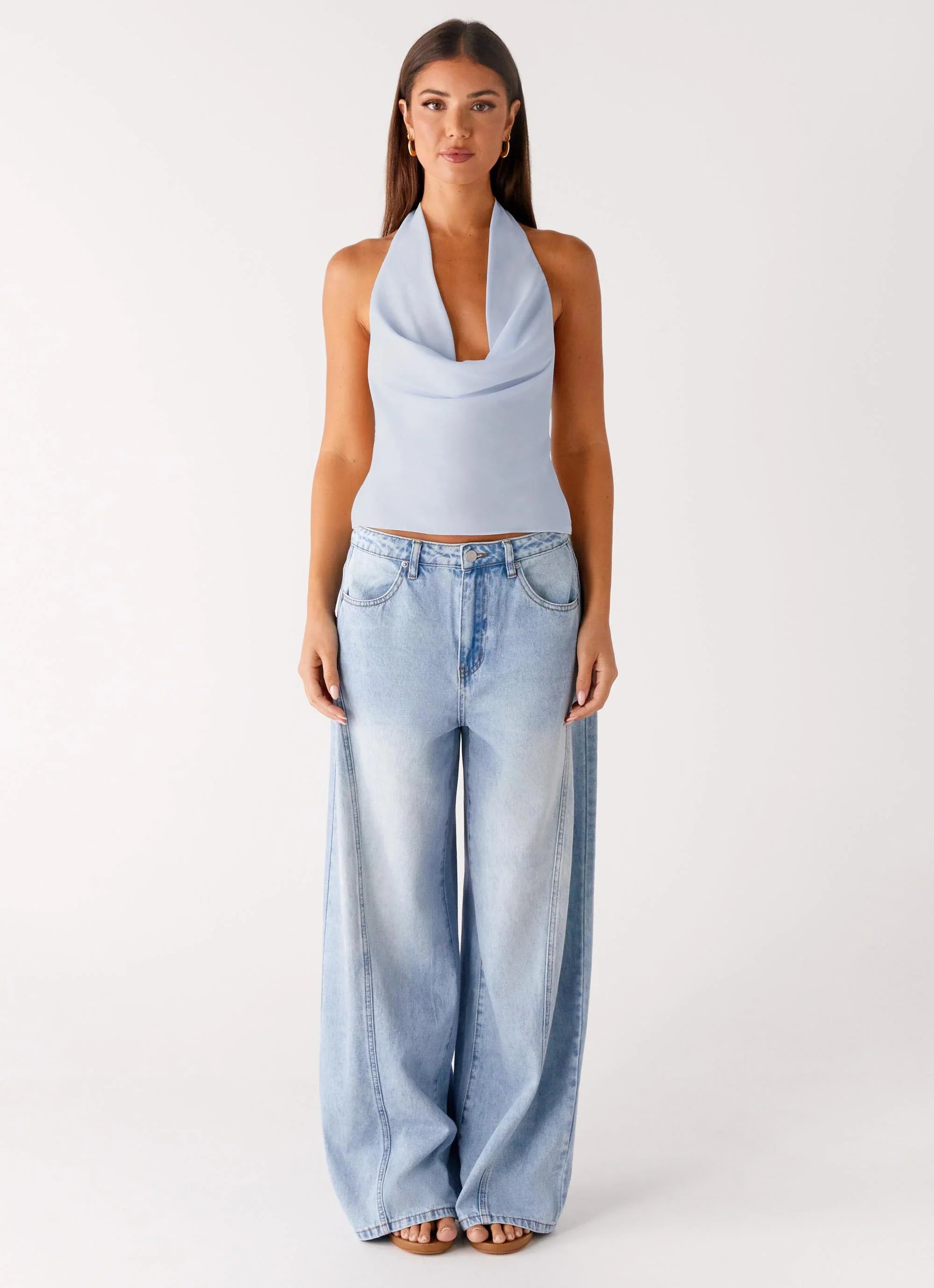 Charli Cowl Top Blue