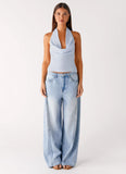 Charli Cowl Top Blue