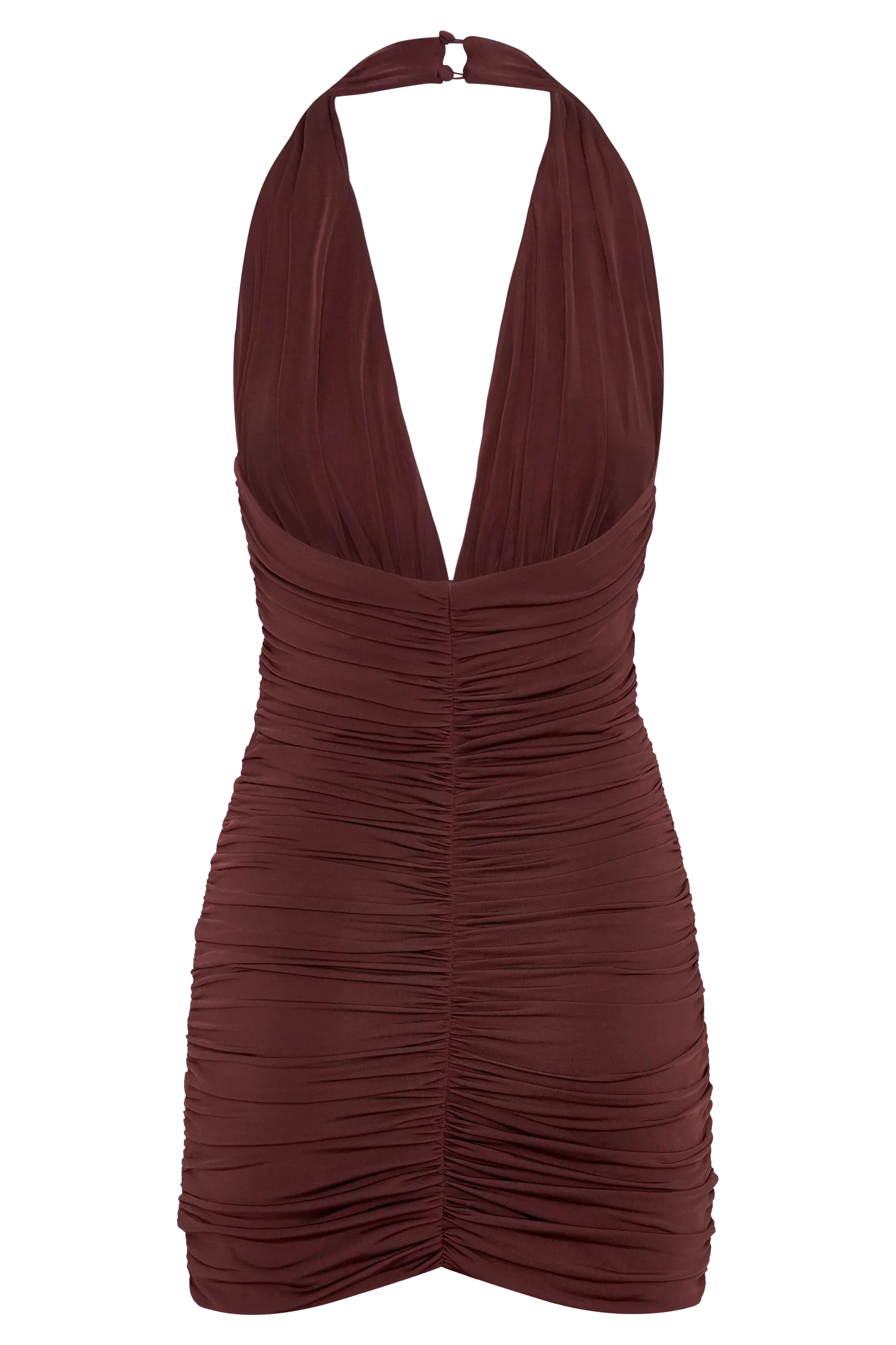 Fleur Ruched Slinky Mini Dress Mahogany