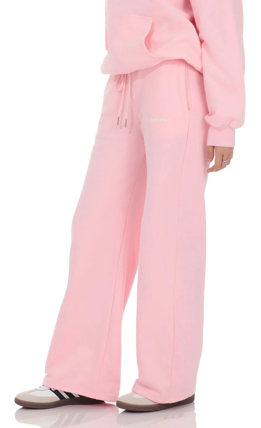 Fleece Straight Sweatpants in Pink