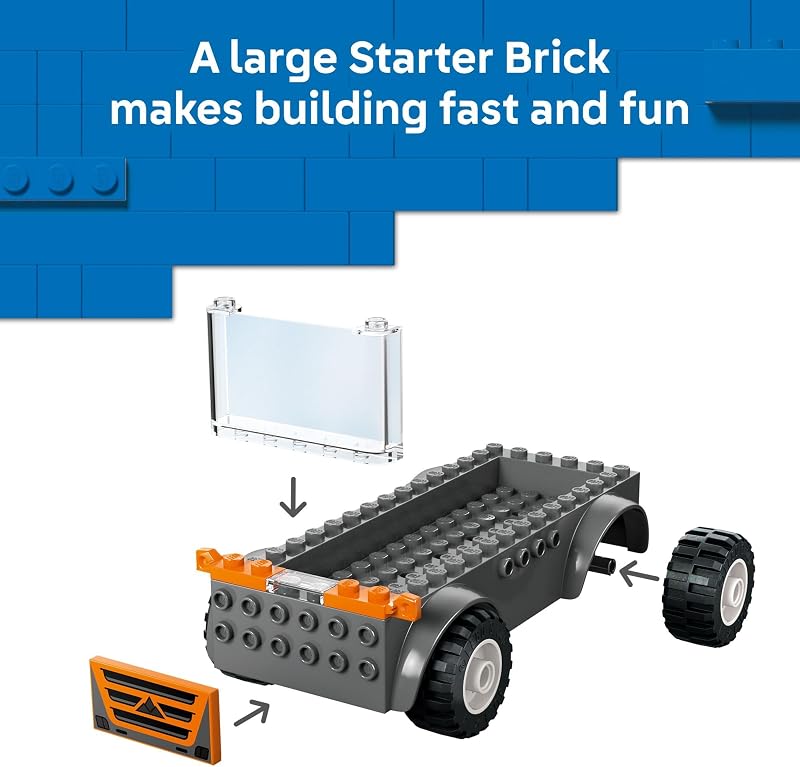 LEGO City Motorcycle Transporter Building Toy for Boys Girls Pretend Play Set for Preschool Kids Ages 4 Flatbed Truck Toy W 2 Toy Motorcycles 2 Minifigures Gift Idea for Birthdays 60491