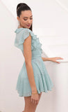 Wrap Dress in Seafoam Dotted Chiffon