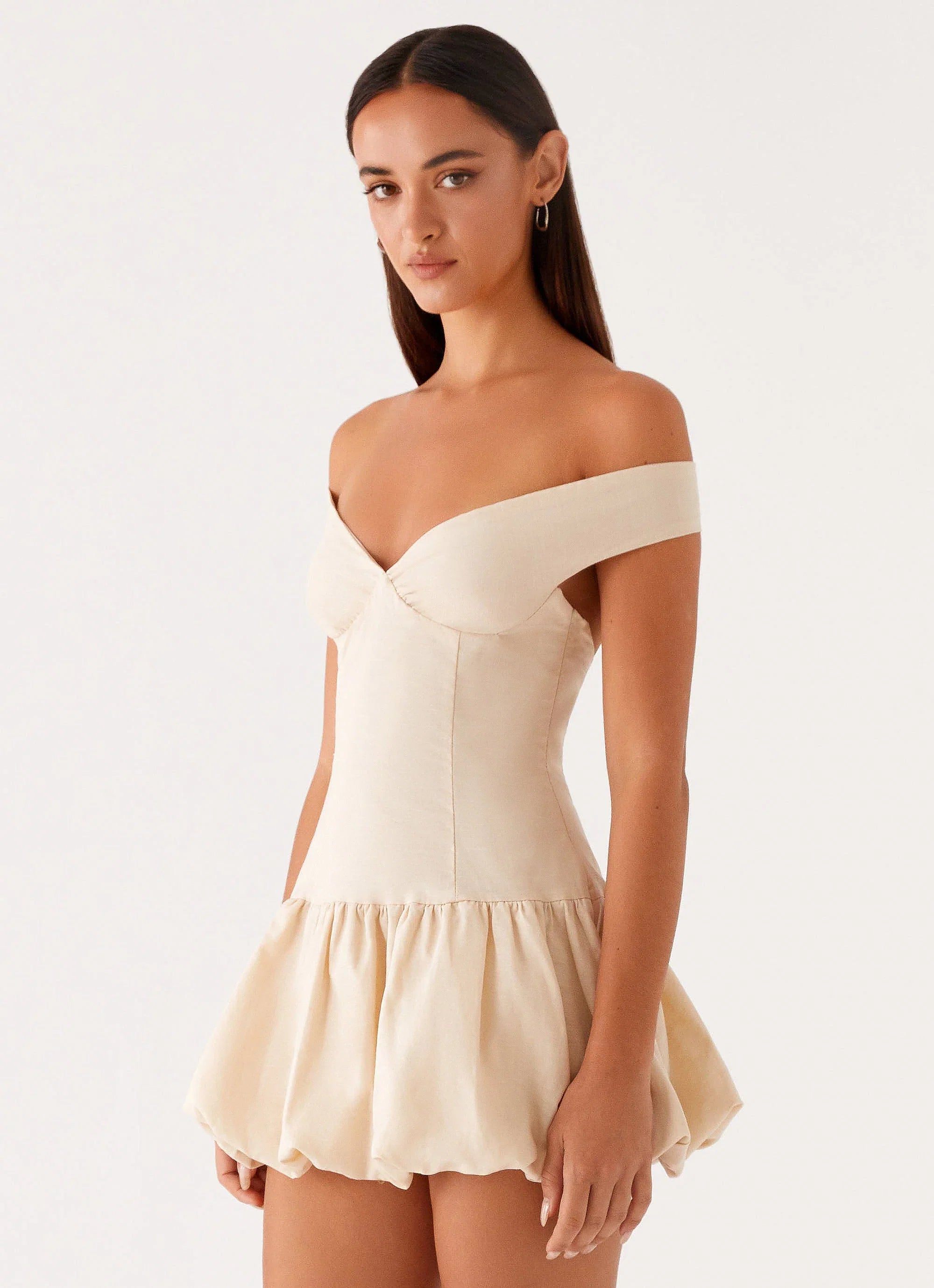 Endless Romance Off Shoulder Mini Dress Butter