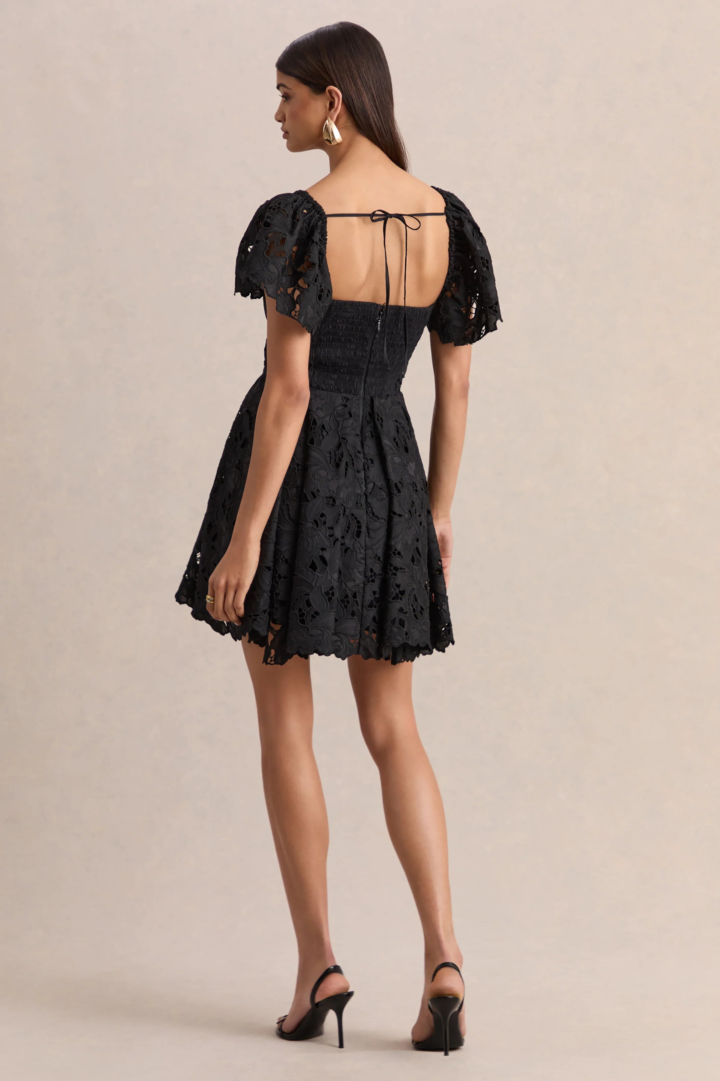 Vivi Black Lace Sweetheart Neck Mini Dress