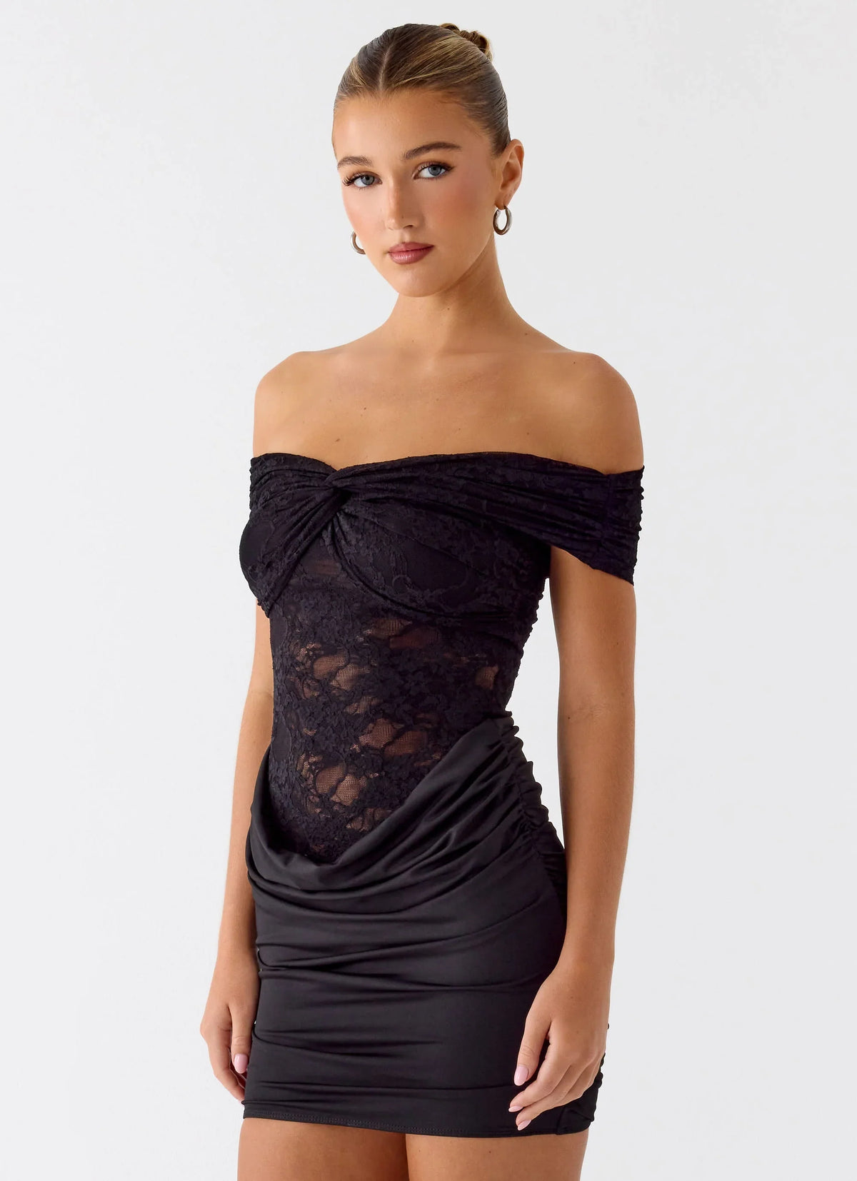 Either Way Off Shoulder Mini Dress Black
