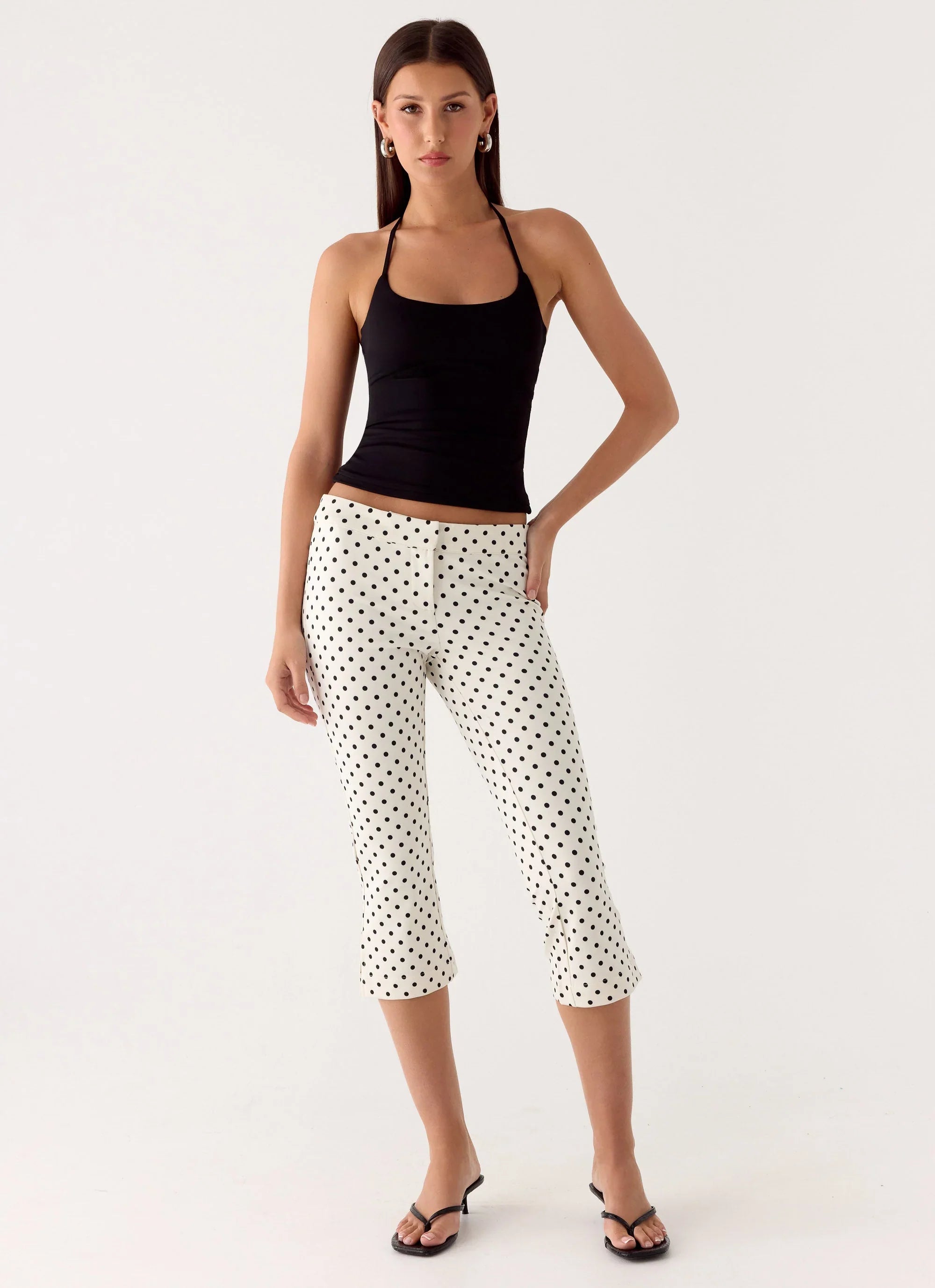 Rue Capri Pants White Polkadot