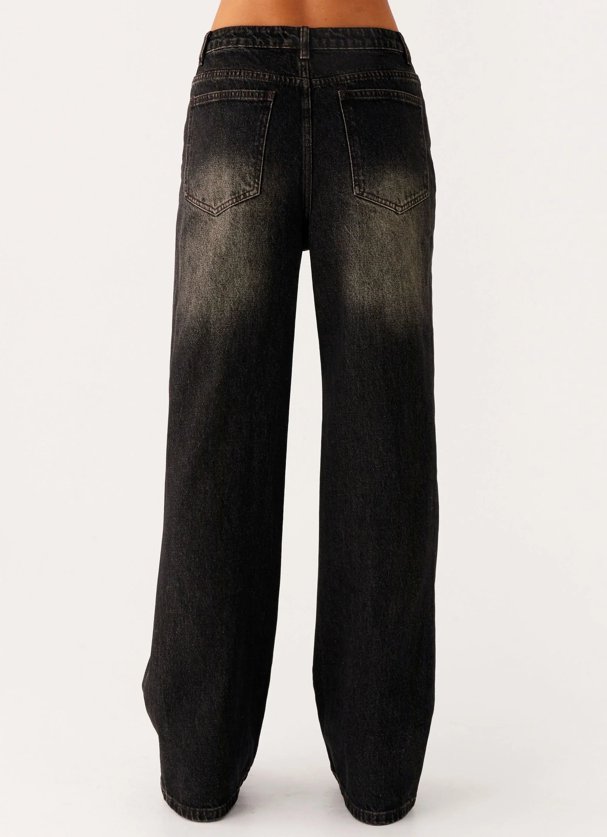 Back Again Straight Leg Denim Jeans Acid Charcoal