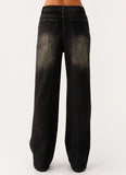 Back Again Straight Leg Denim Jeans Acid Charcoal