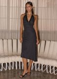Illuminate Halter Midi Dress Black Polkadot
