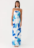Ashelle Chiffon Maxi Dress Cerulean Bloom