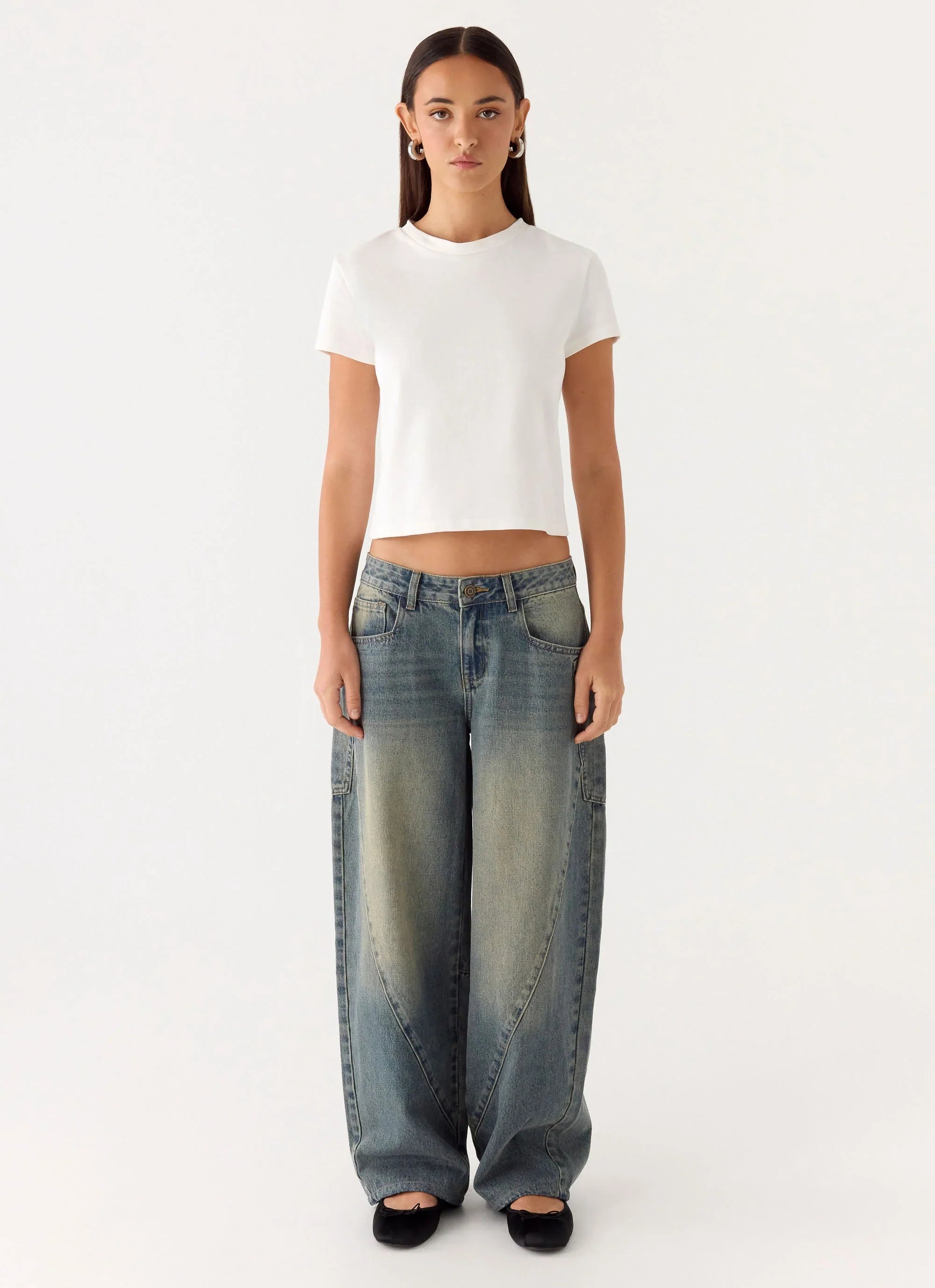 Joseph Low Rise Denim Jeans Vintage Wash Blue