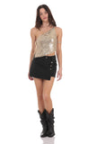 One Shoulder Sequin Top in Gold