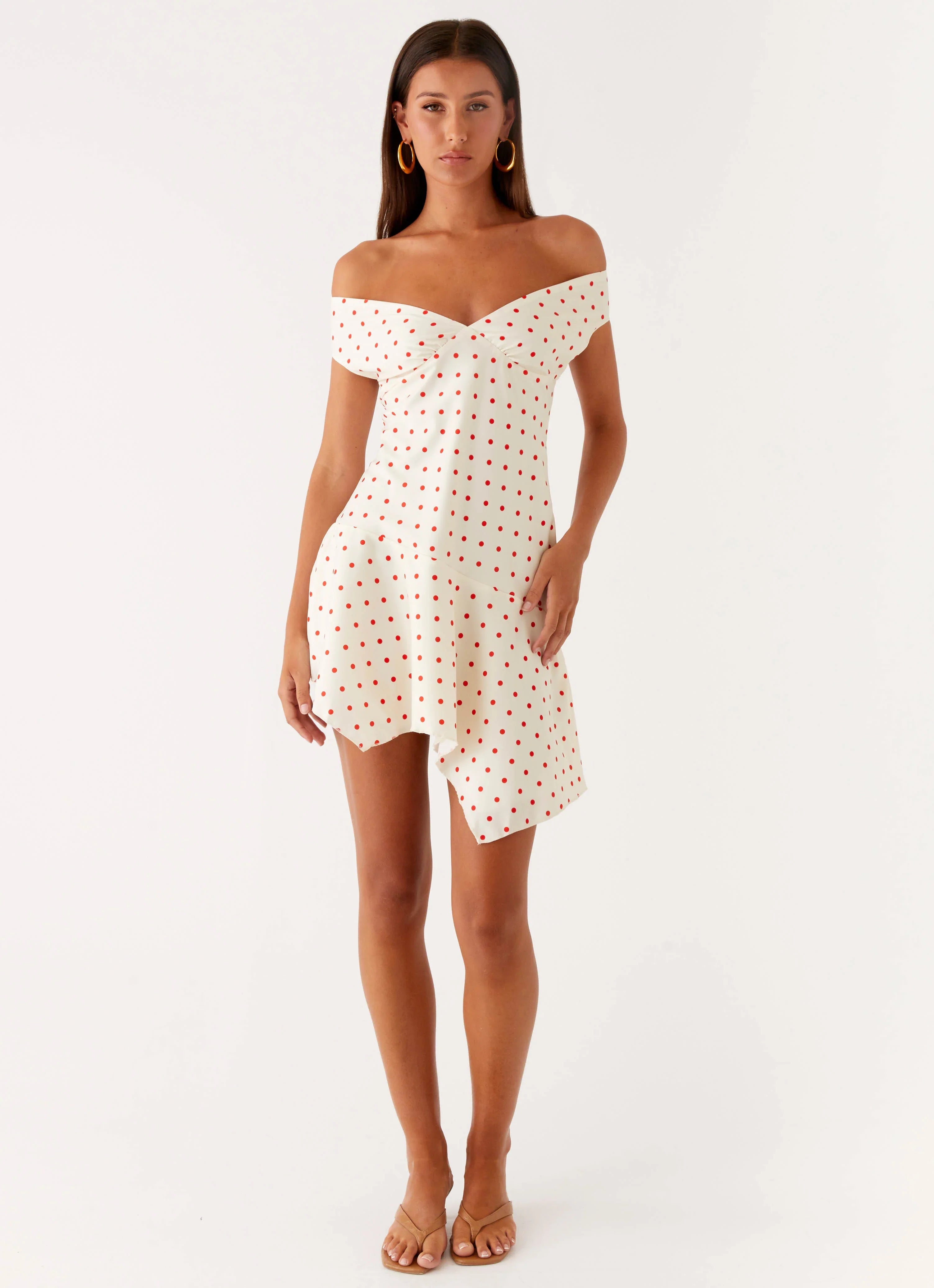 Alma Mini Dress White Red Polka Dot