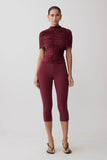 Blanca Stretch Crepe Capri Pants Mahogany