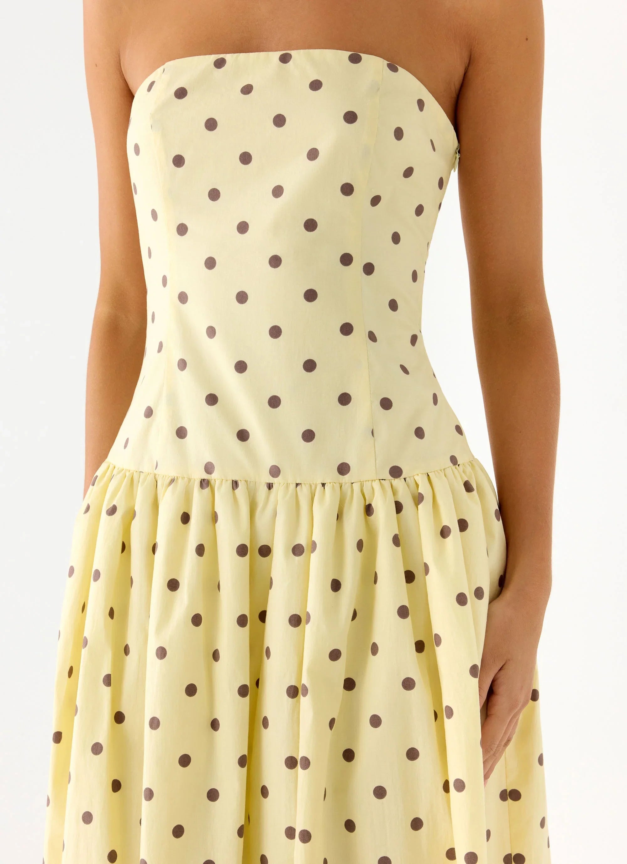 Andorra Maxi Dress Yellow Polkadot