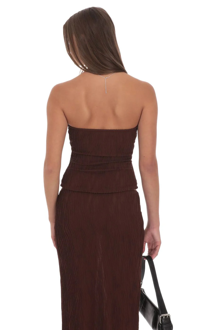 Textured Tube Top in Brown