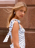 Akil Corset Maxi Dress Blue Mocha Dot