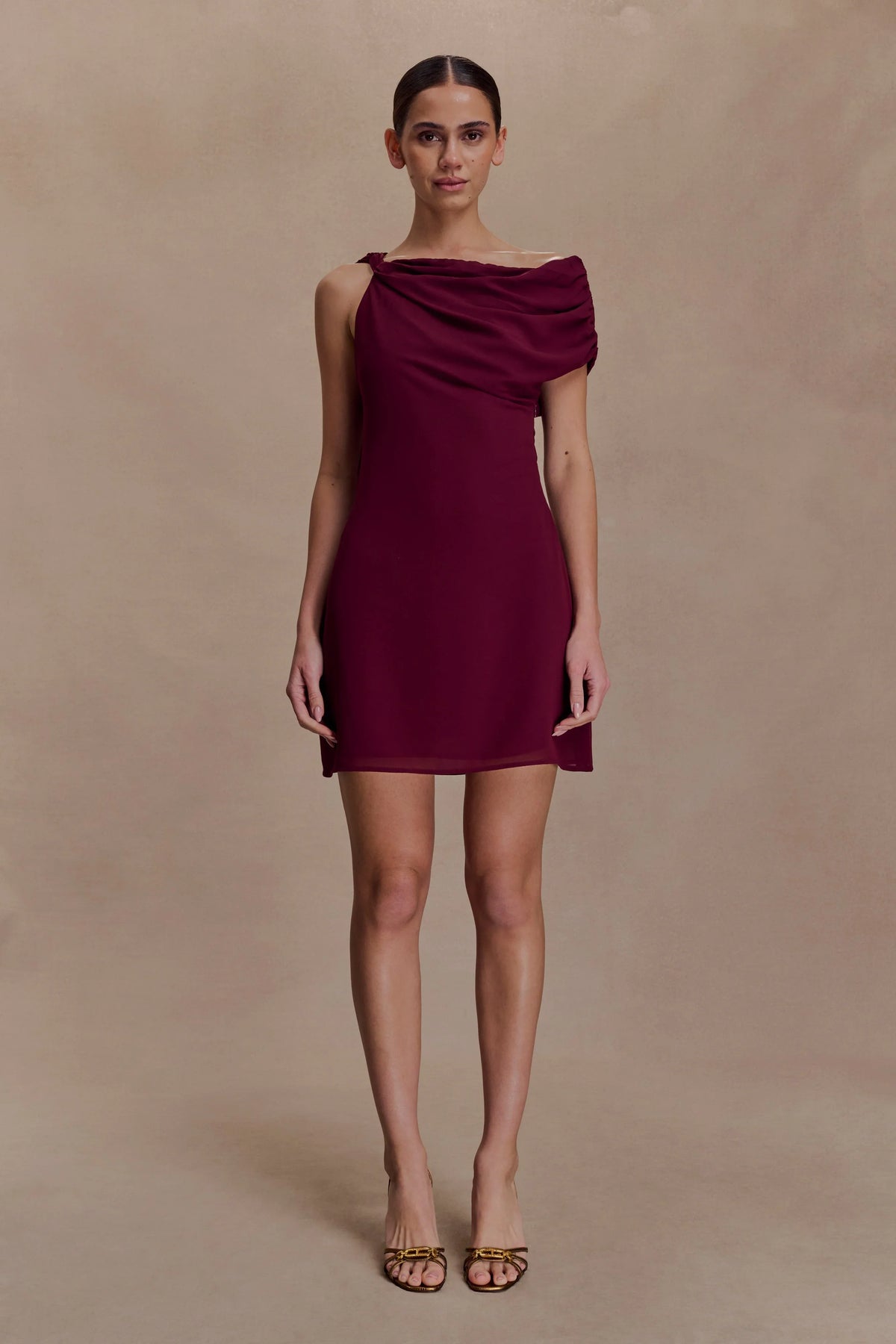 Daisie Chiffon Mini Dress Wine
