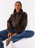 Chicago Bomber Jacket Chocolate