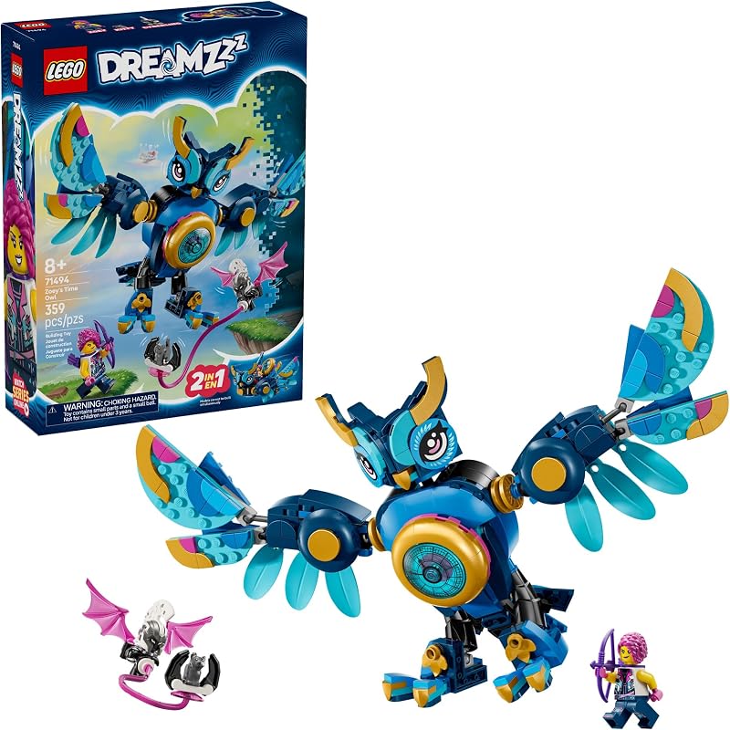 LEGO DREAMZzz Zoeys Time Owl Building Toy Pretend Play Set for Girls Boys Storytelling Toy for Kids Ages 8 with 2 Construction Modes Gift Idea for Birthdays Holidays 71494