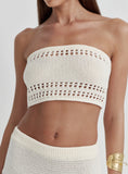 Cream Knitted Bandeau Crop Top