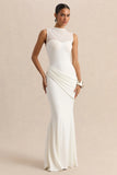 Lyssy White High Neck Maxi Dress With Mesh Detail
