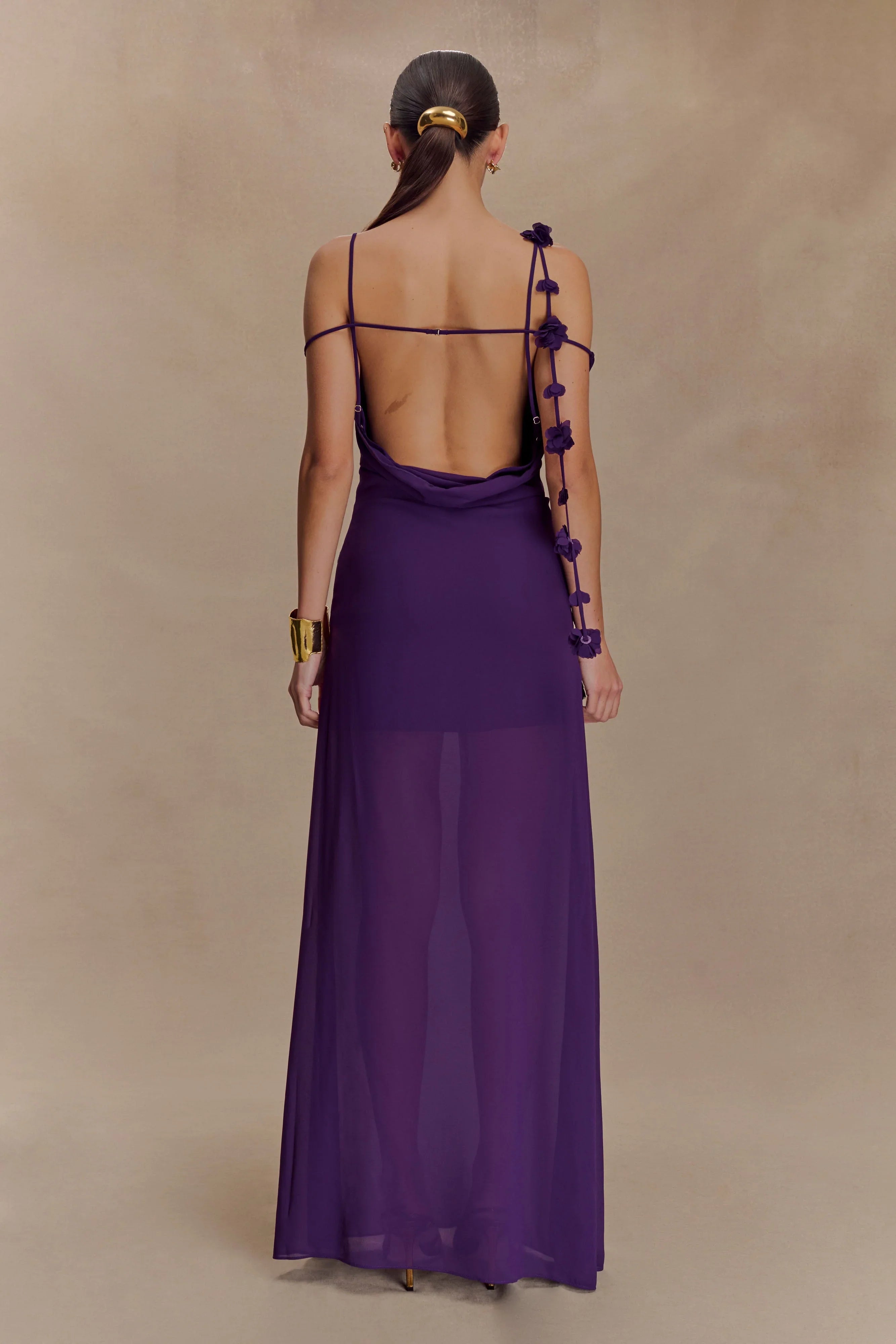 Rosalie Floral Chiffon Maxi Dress Purple