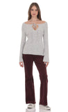 Knit Keyhole Jumper in Light Grey