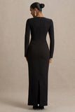 Vaila Black Crew Neck Maxi Dress
