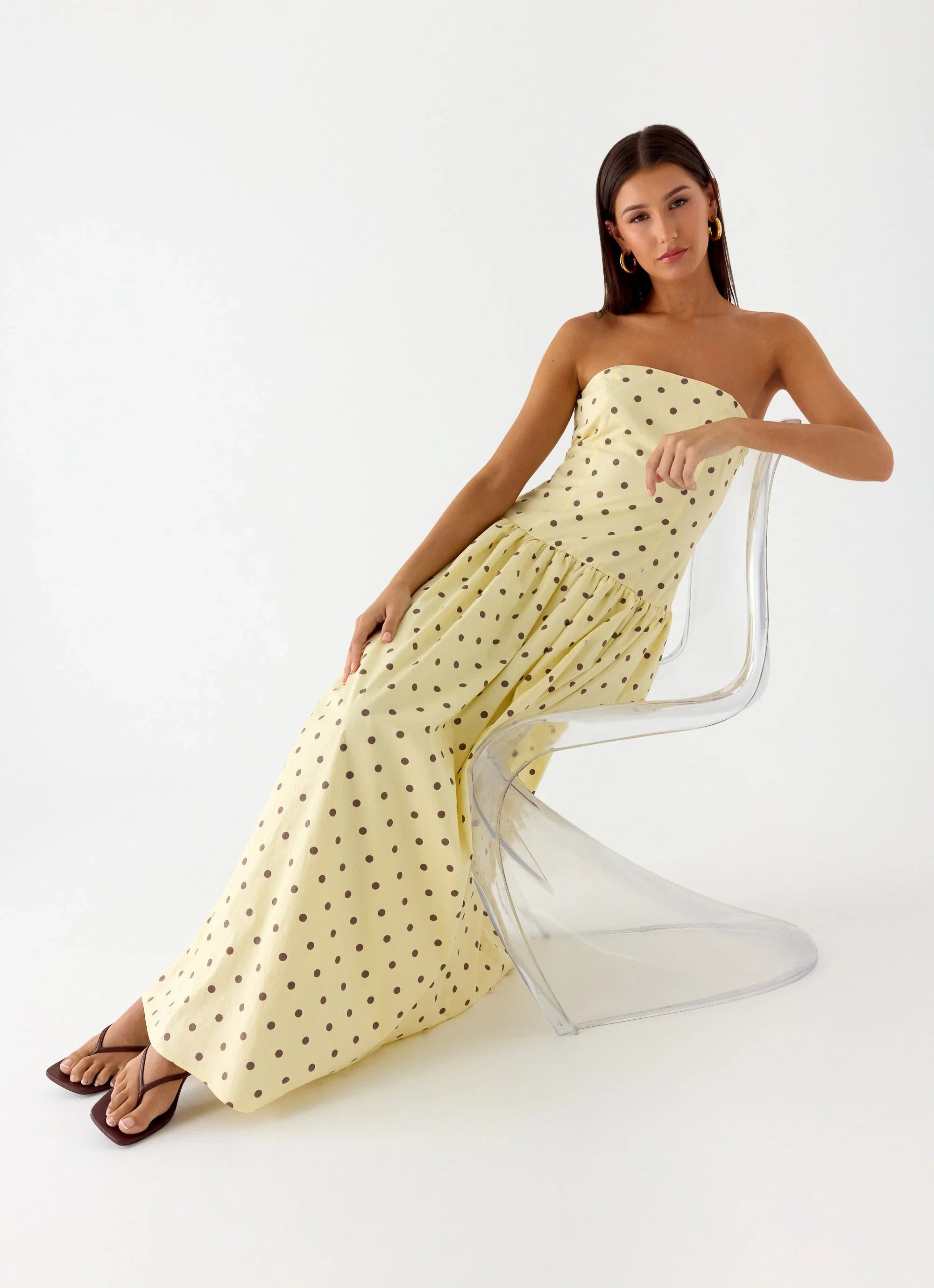 Andorra Maxi Dress Yellow Polkadot
