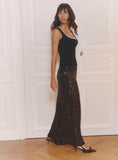 Black Sheer Sequin Maxi Skirt