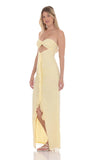 Mesh Cutout Ruffle Maxi Dress in Yellow