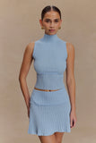 Indy Pointelle Knit Top Cornflower Blue