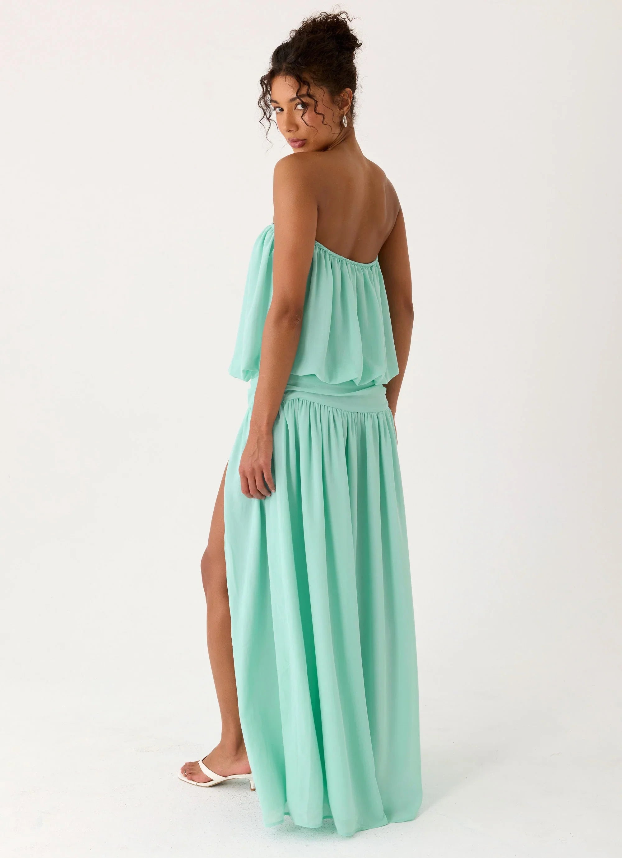 Lioras Strapless Maxi Dress Aqua