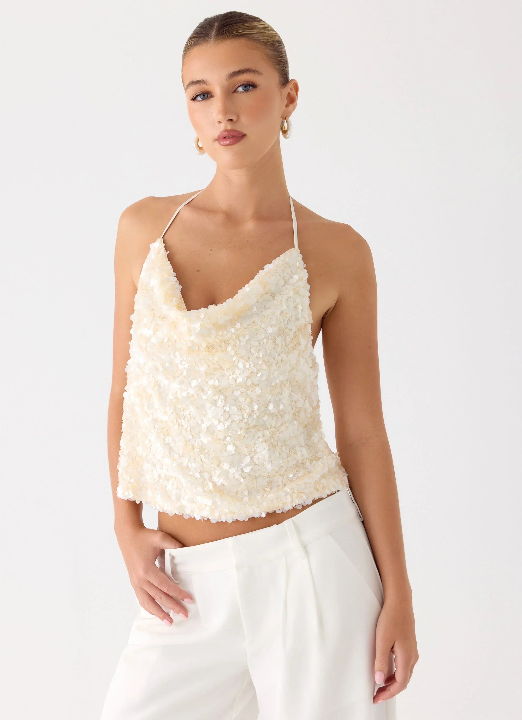 Amelita Sequin Top Ivory